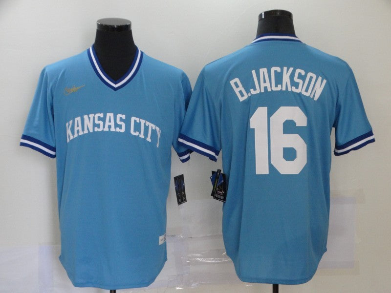 Men's Kansas City Royals Bo Jackson Blue Authentic Game Jersey baseball jersey product view 1