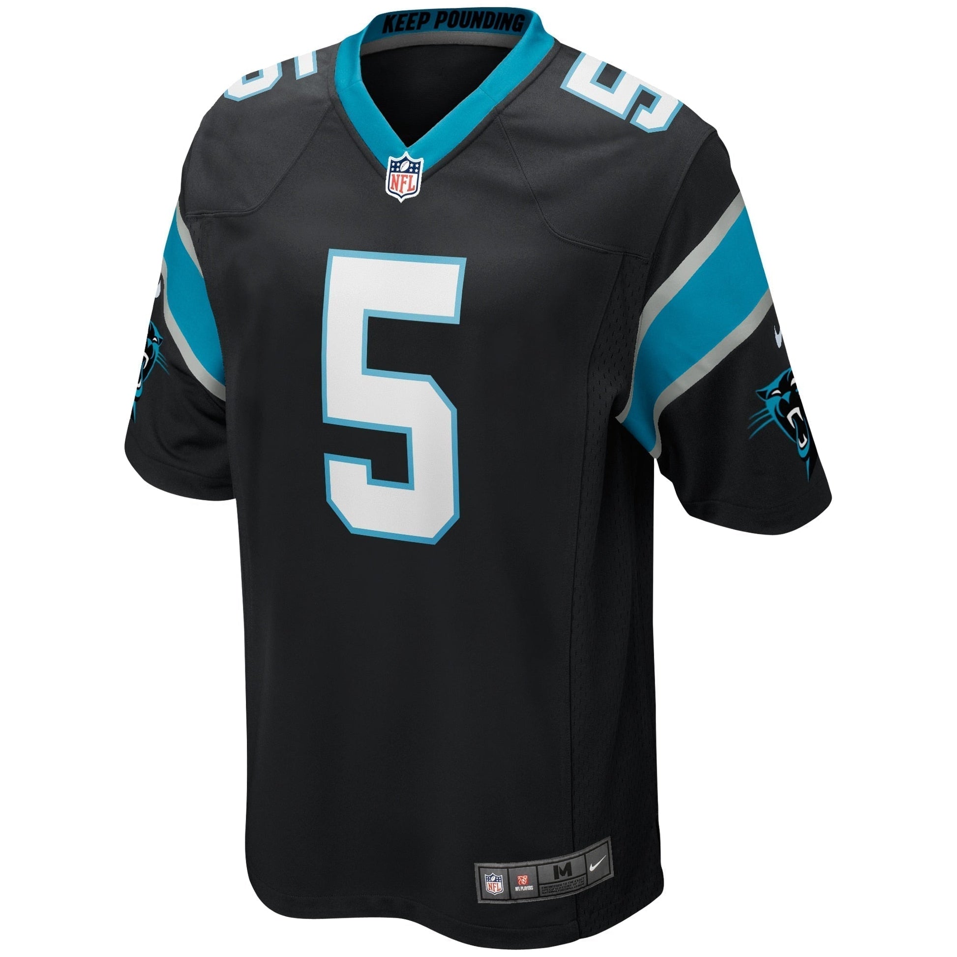 Teddy Bridgewater Carolina Panthers Game Jersey - Black football jersey product view 2