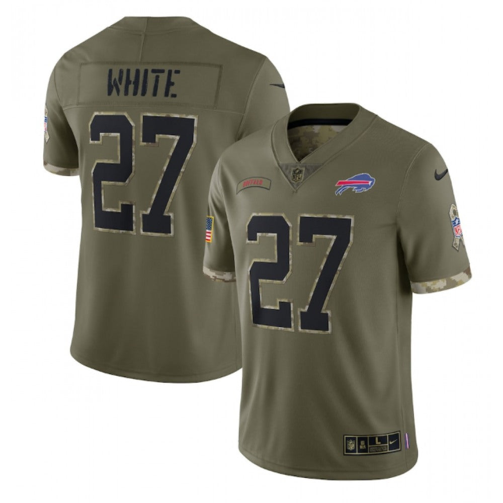 Men's Buffalo Bills #27 Tre'Davious White Olive 2022 Salute To Service Limited Stitched Jersey football jersey product view 1