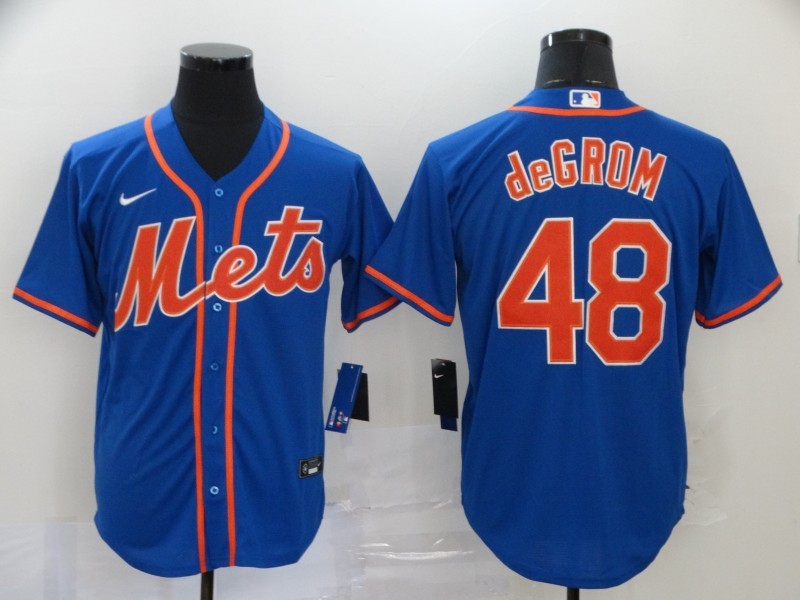 Men's New York Mets Jacob deGrom Blue Replica Baseball Jersey baseball jersey product view 1