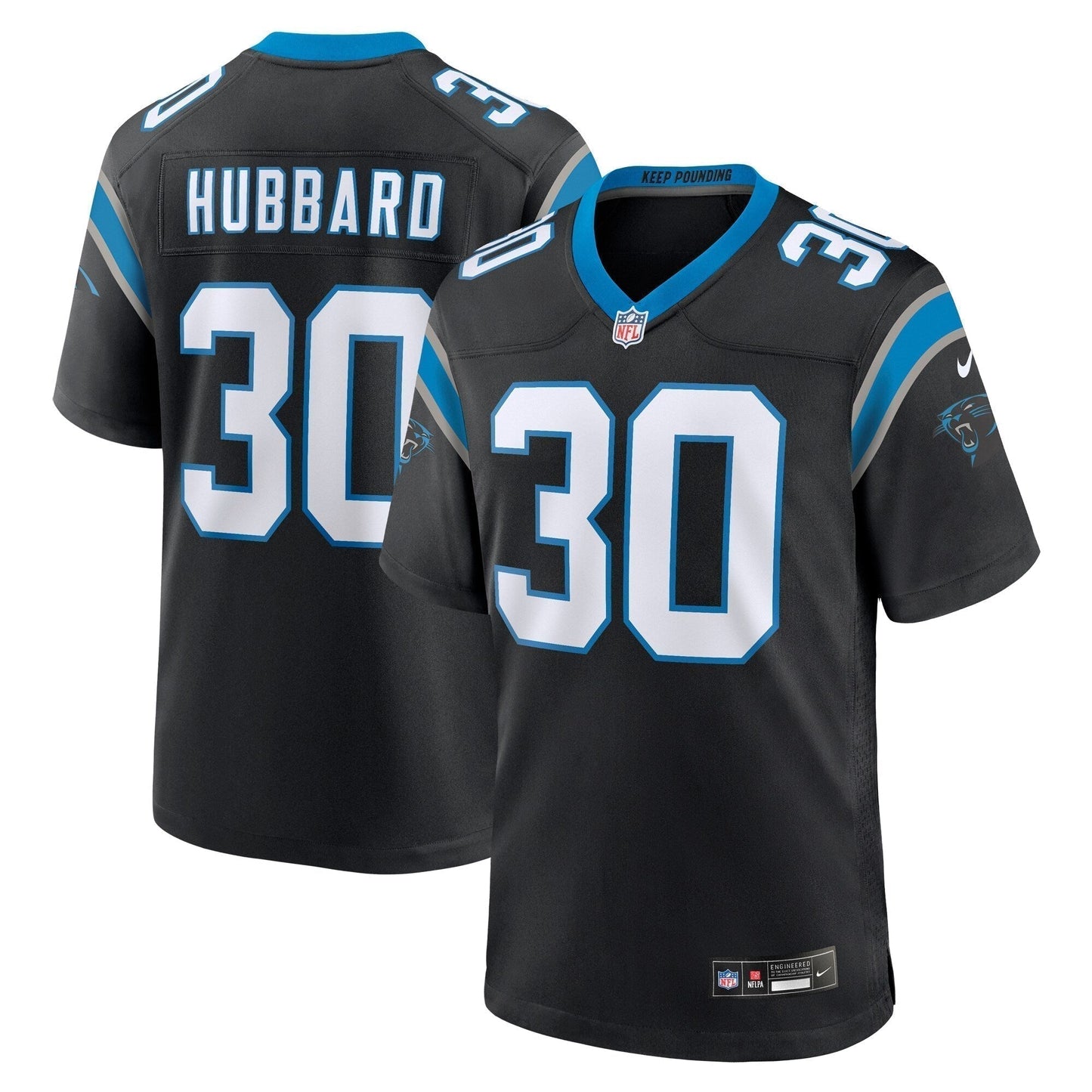 Chuba Hubbard Carolina Panthers Team Game Jersey - Black football jersey product view 1