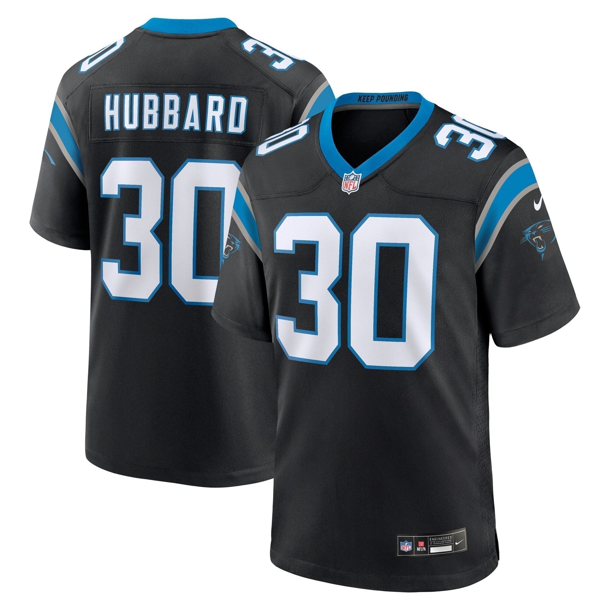 Chuba Hubbard Carolina Panthers Team Game Jersey - Black football jersey product view 1