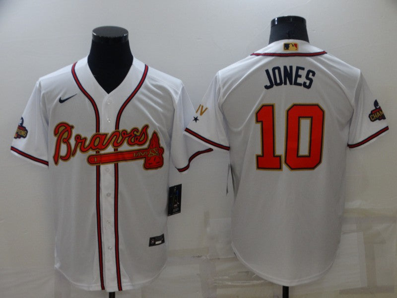 Men's Atlanta Braves Chipper Jones White Replica Jersey baseball jersey product view 1