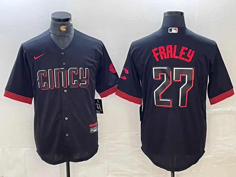 Men's Cincinnati Reds Jake Fraley Black City Connect Replica Player Jersey baseball jersey product view 1