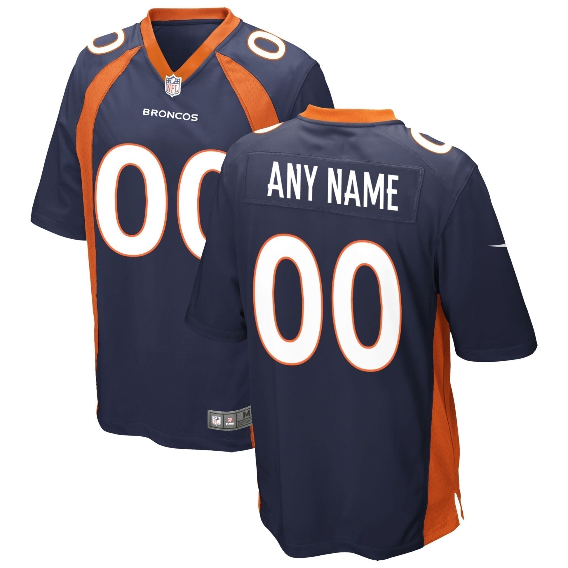 Denver Broncos Alternate Custom Game Jersey - Navy football jersey product view 1