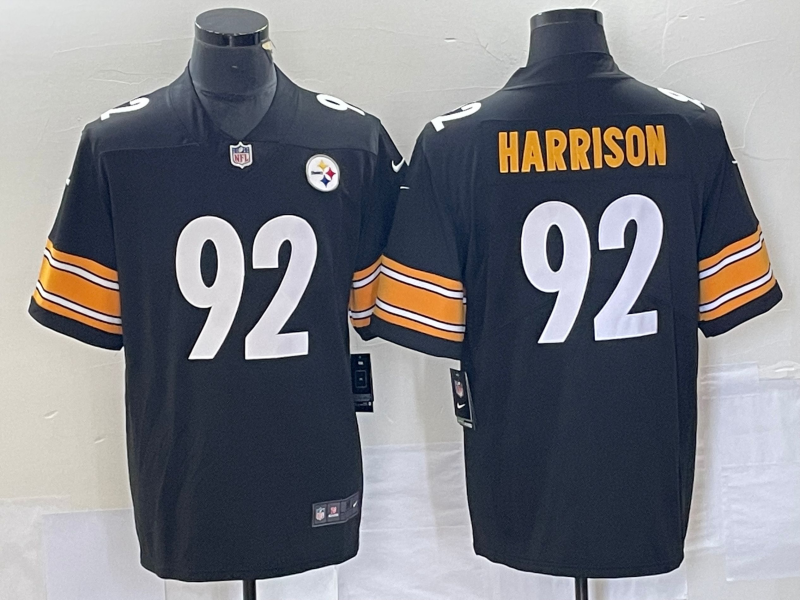 Men's Pittsburgh Steelers James Harrison #92 Black Retired Game Jersey1 football jersey product view 1