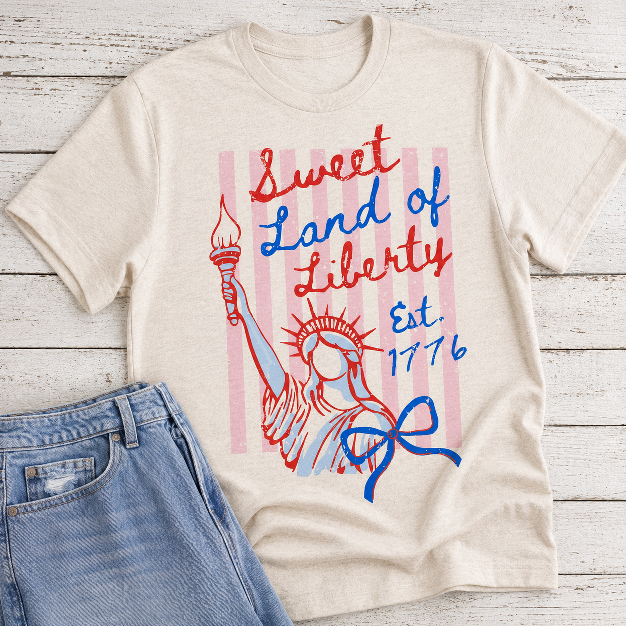 July 4th Sweet Land of Liberty Graphic Tee Unisex T-shirt, Sweatshirt, Hoodie, Long Sleeve Tee - T-Shirt, Sweatshirt, Hoodie