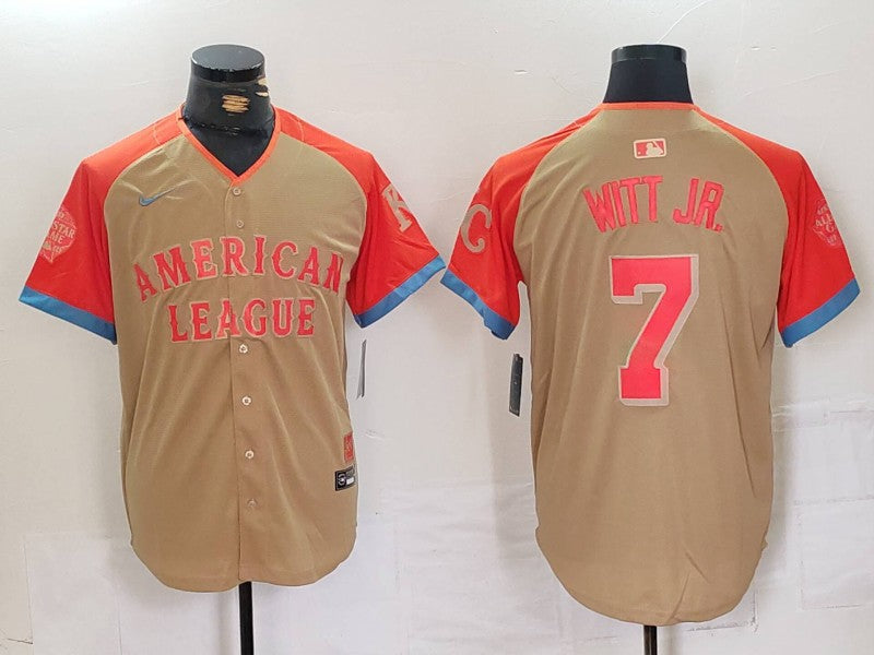 Men's American League Bobby Witt Jr. #7 Cream 2024 MLB All-Star Game Limited Player Jersey1 baseball jersey product view 1