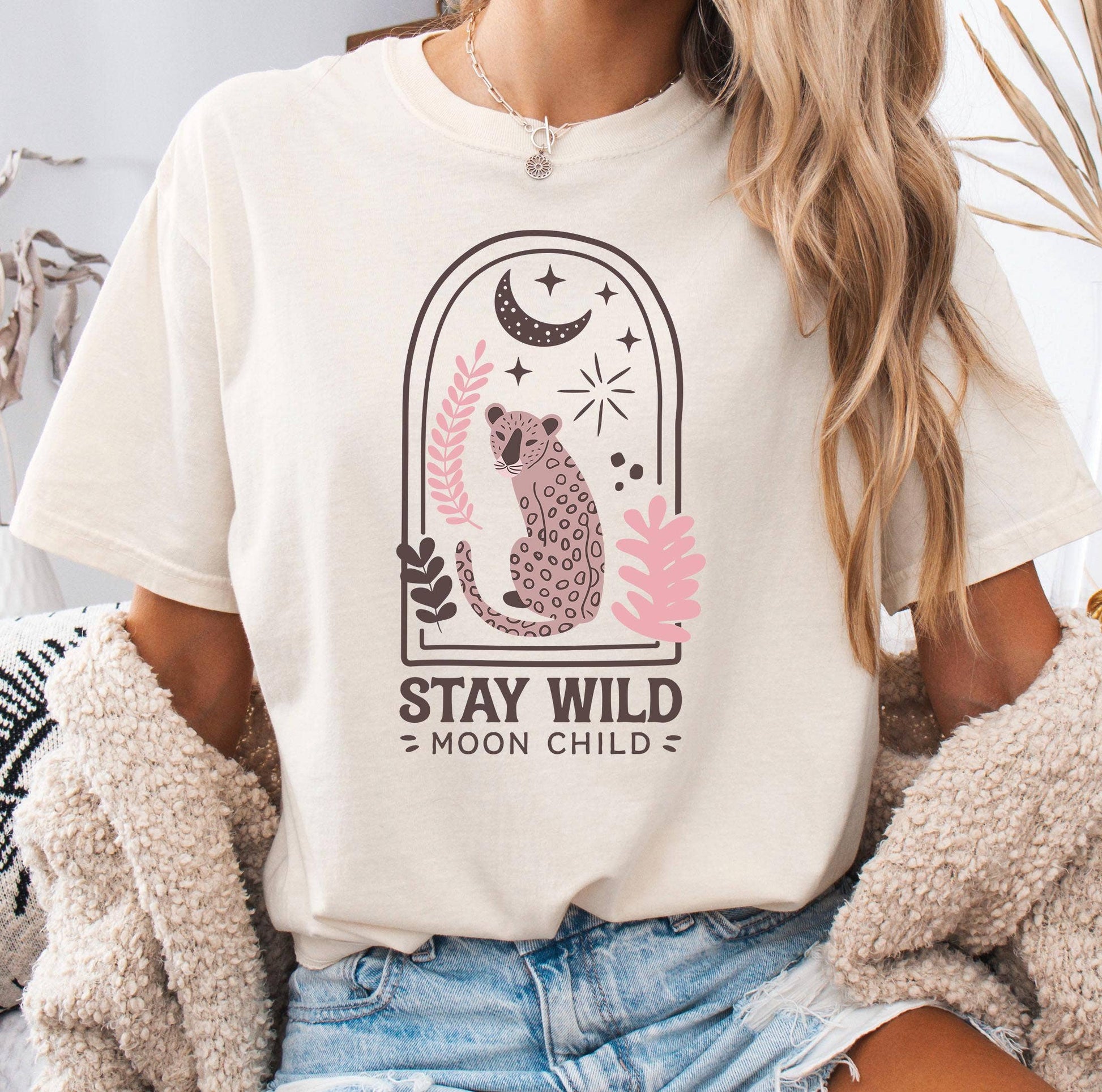 Boho Leopard Moon Child Tee Unisex T-shirt, Sweatshirt, Hoodie, Long Sleeve Tee - T-Shirt, Sweatshirt, Hoodie