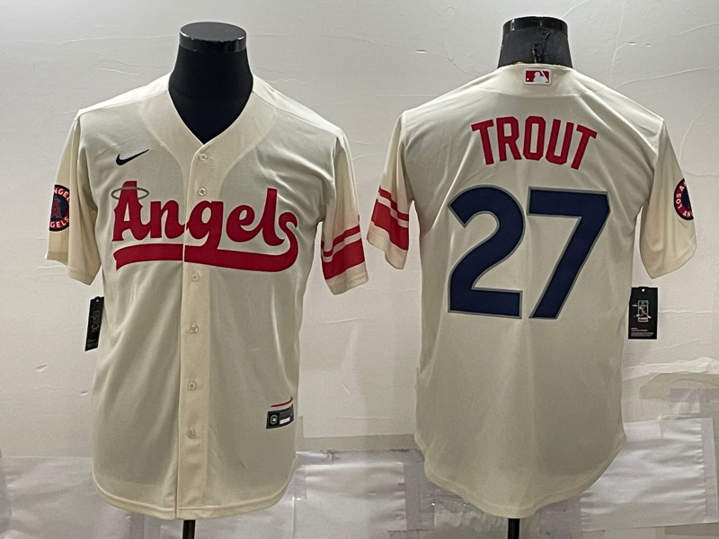 Men's Los Angeles Angels Mike Trout #27 Cream City Connect Replica Player Jersey1 baseball jersey product view 1
