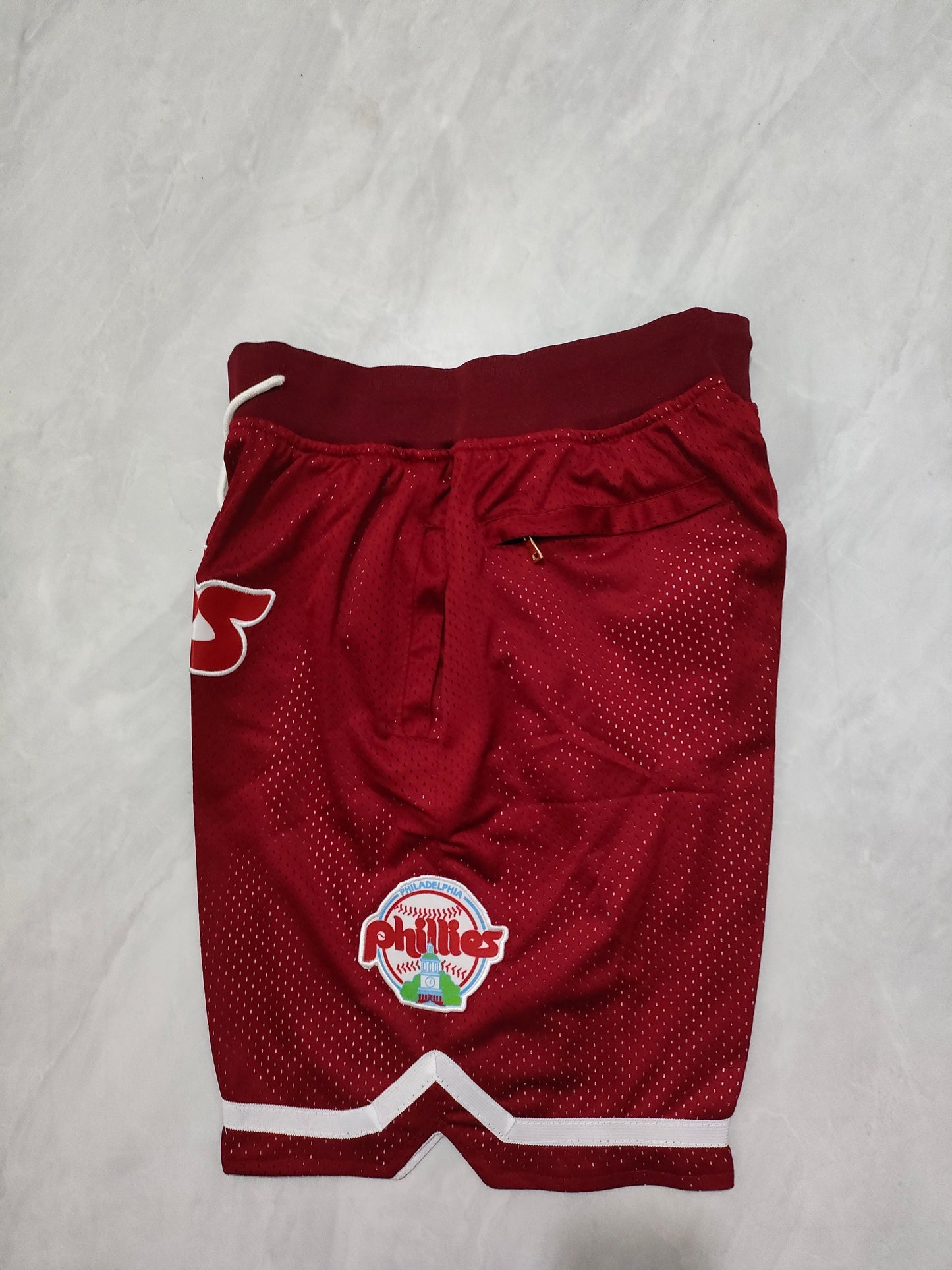 JUST DON Philadelphia Phillies Wine Red Pocket Shorts baseball jersey product view 3