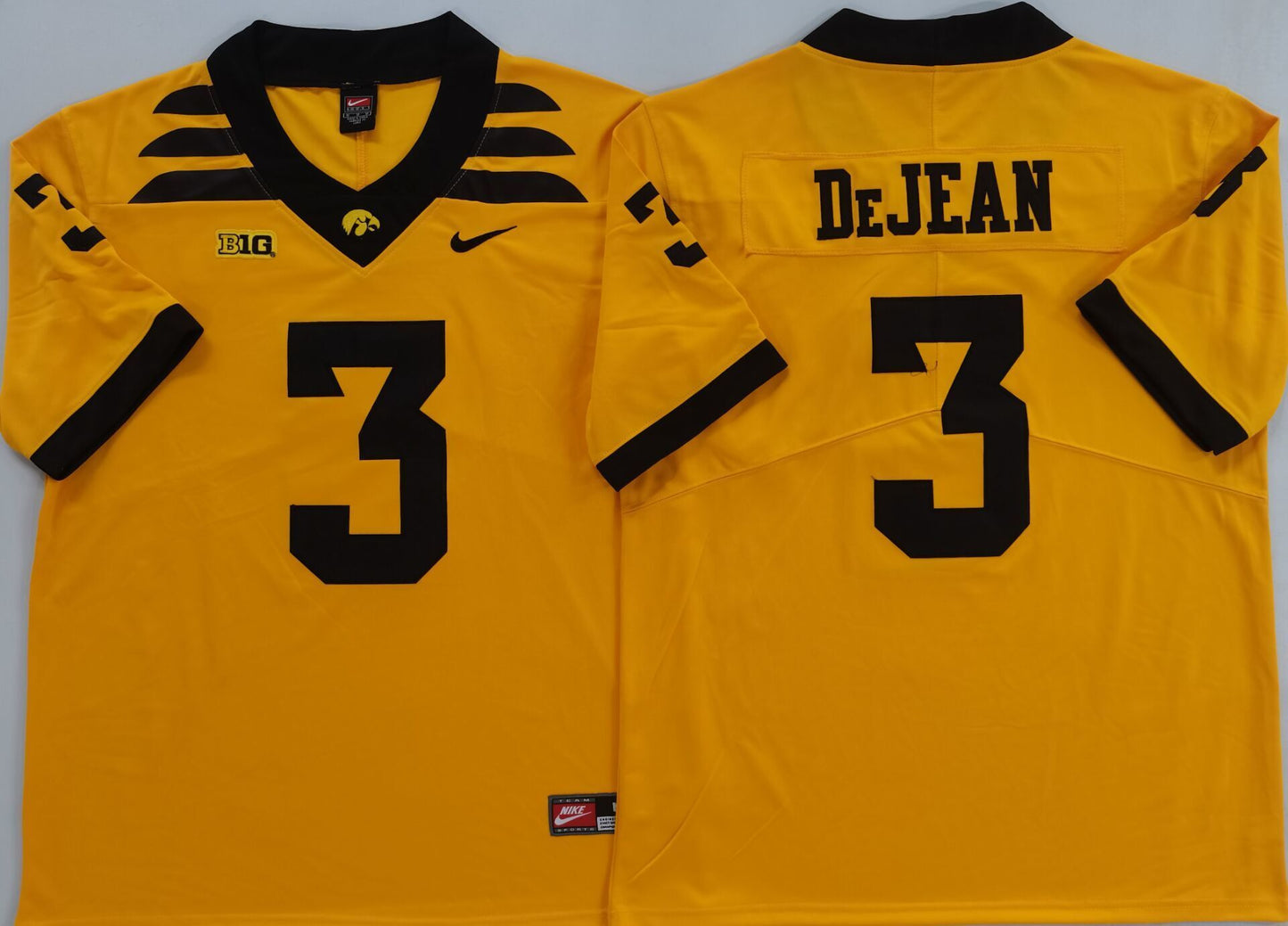Men's Iowa Hawkeyes Cooper DeJean Yellow Player Game Jersey sports jersey product view 1
