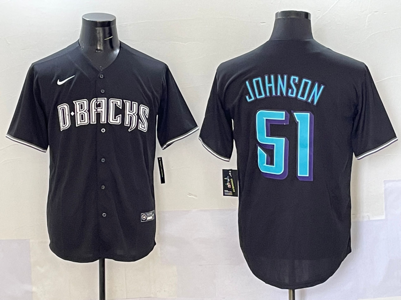 Men's Arizona Diamondbacks Randy Johnson Black Player Jersey baseball jersey product view 1
