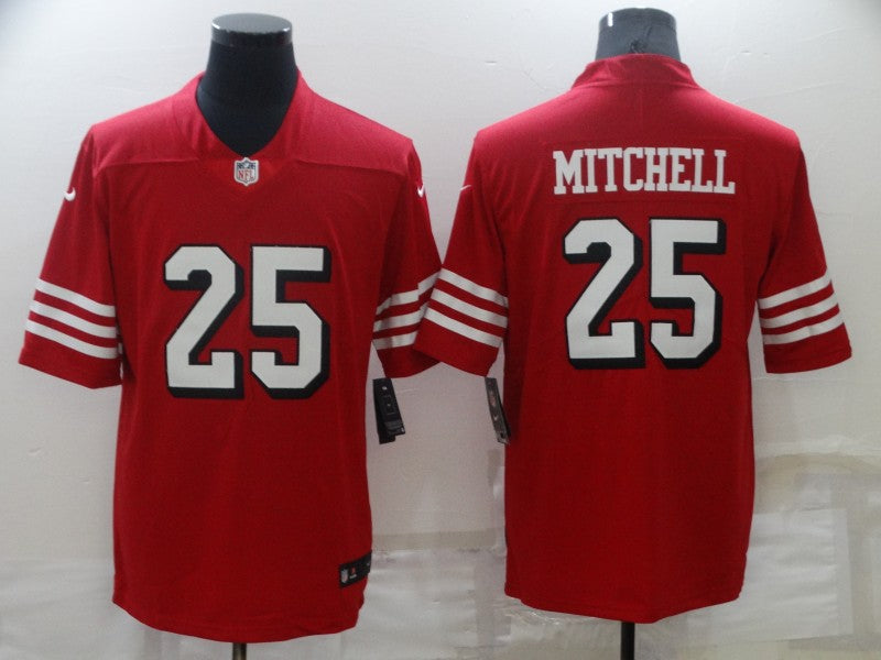 Men's San Francisco 49ers Elijah Mitchell Scarlet Alternate Team Game Jersey football jersey product view 1