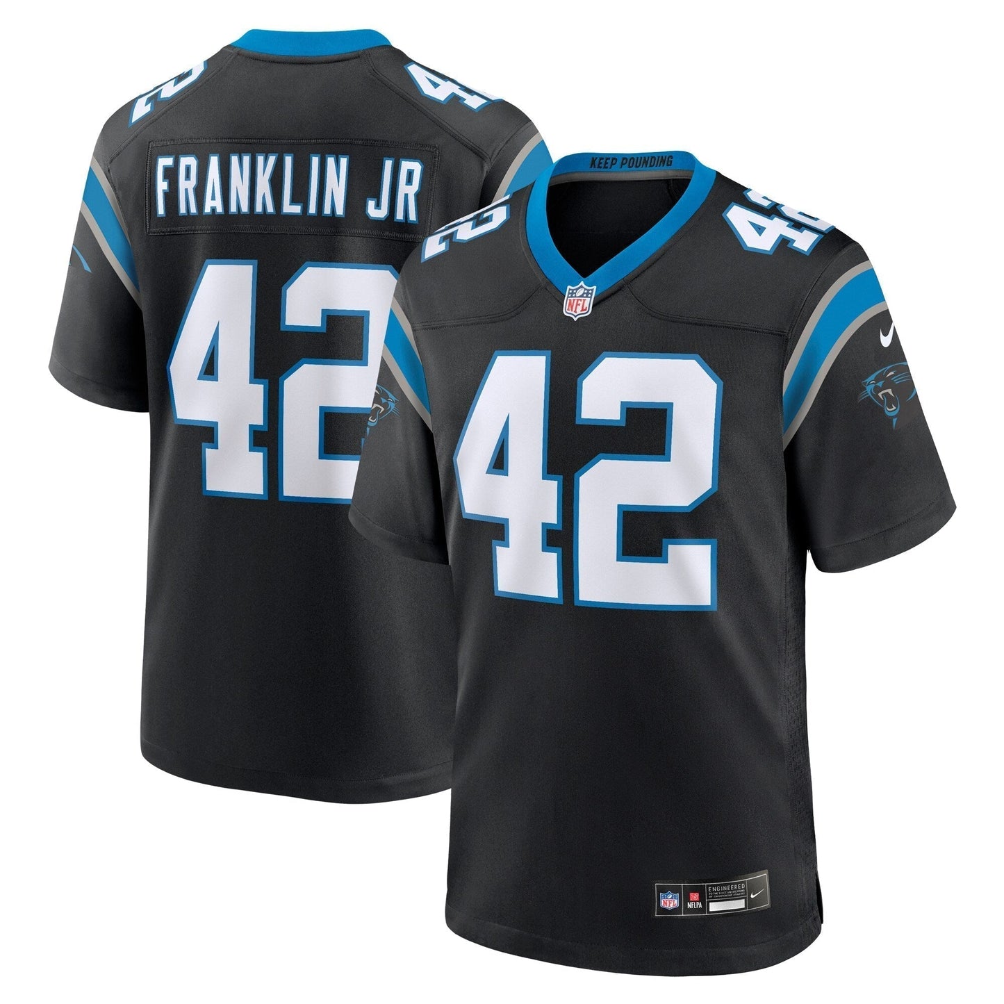 Sam Franklin Jr. Carolina Panthers Team Game Jersey - Black football jersey product view 1