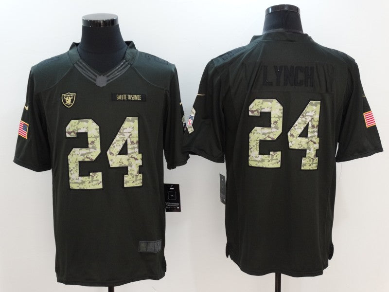 Men's Las Vegas Raiders Marshawn Lynch #24 Black Authentic Game Jersey1 football jersey product view 1