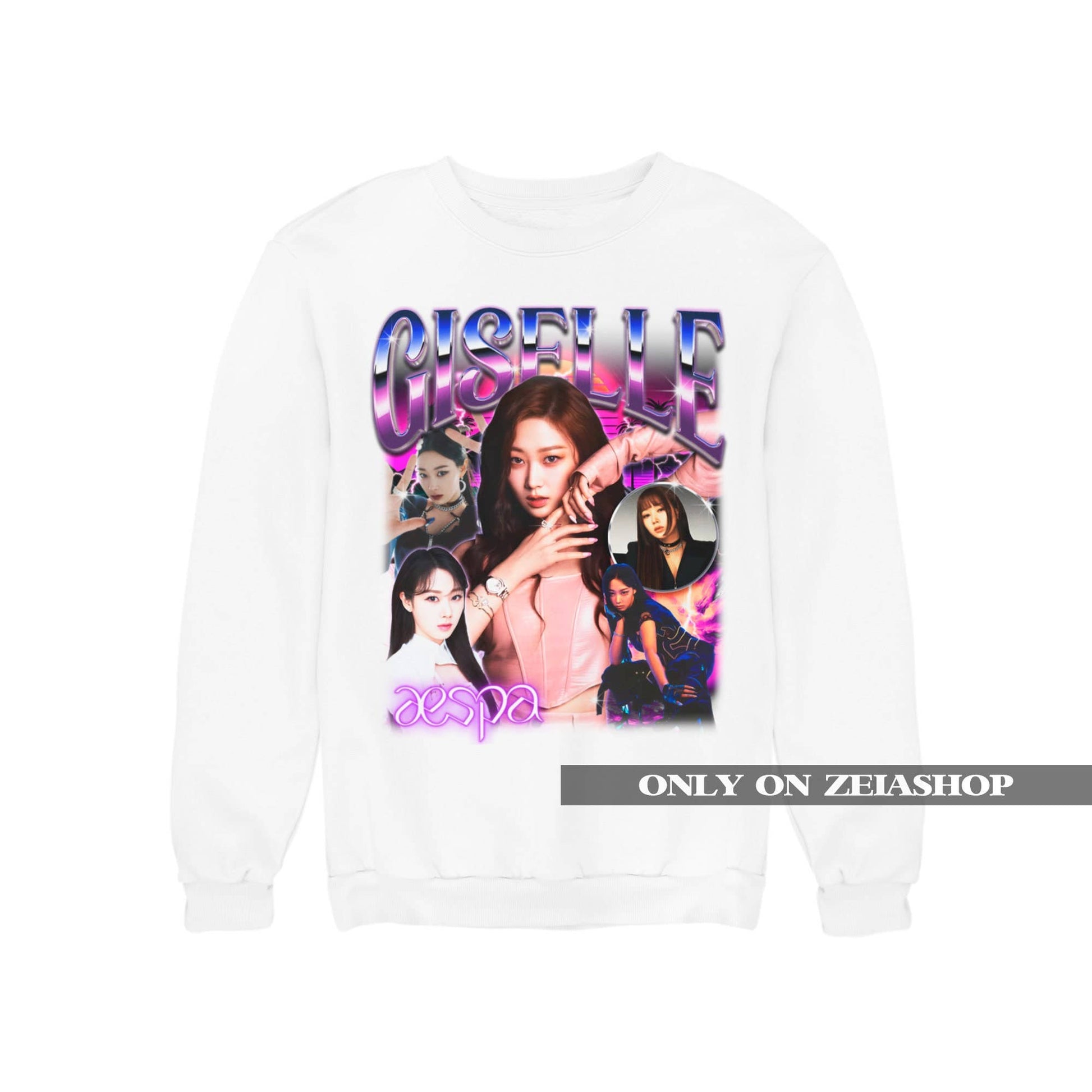 Aespa Giselle Retro Sweatshirt - Kpop Merch Unisex T-shirt, Sweatshirt, Hoodie, Long Sleeve Tee - T-Shirt, Sweatshirt, Hoodie