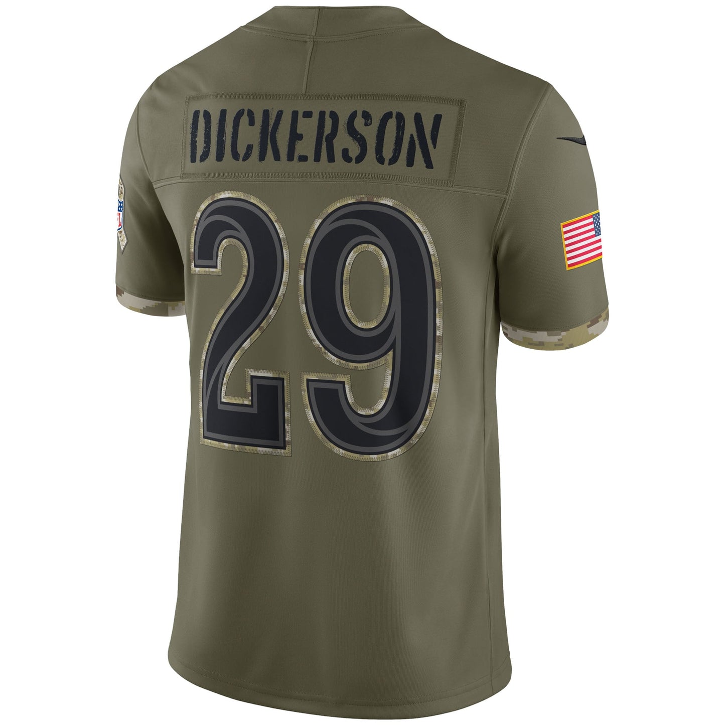 Eric Dickerson Los Angeles Rams Salute To Service Retired Limited Jersey - Olive football jersey product view 3