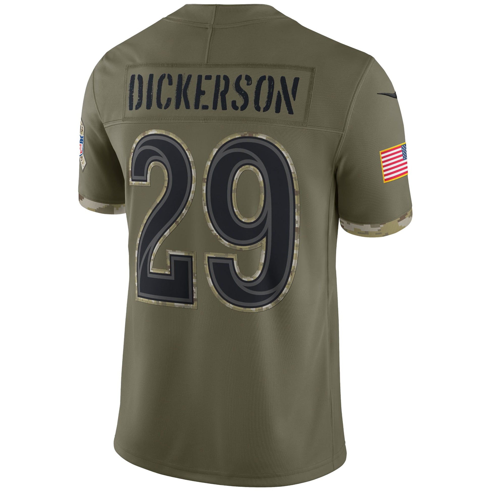 Eric Dickerson Los Angeles Rams Salute To Service Retired Limited Jersey - Olive football jersey product view 3