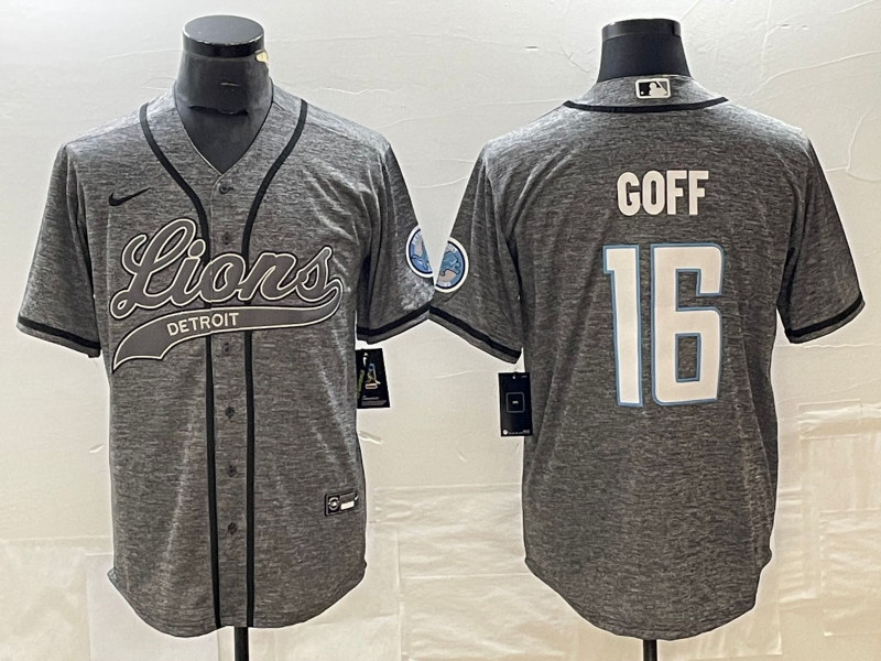 Men's Detroit Lions Jared Goff #16 Gray Game Jersey1 Joint Edition football jersey product view 1