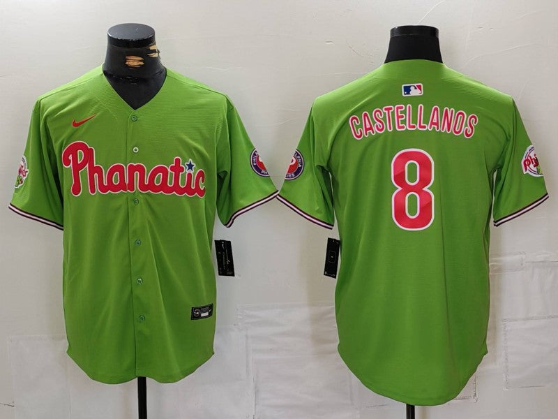 Men's Philadelphia Phillies Nick Castellanos Green Limited Player Jersey baseball jersey product view 1