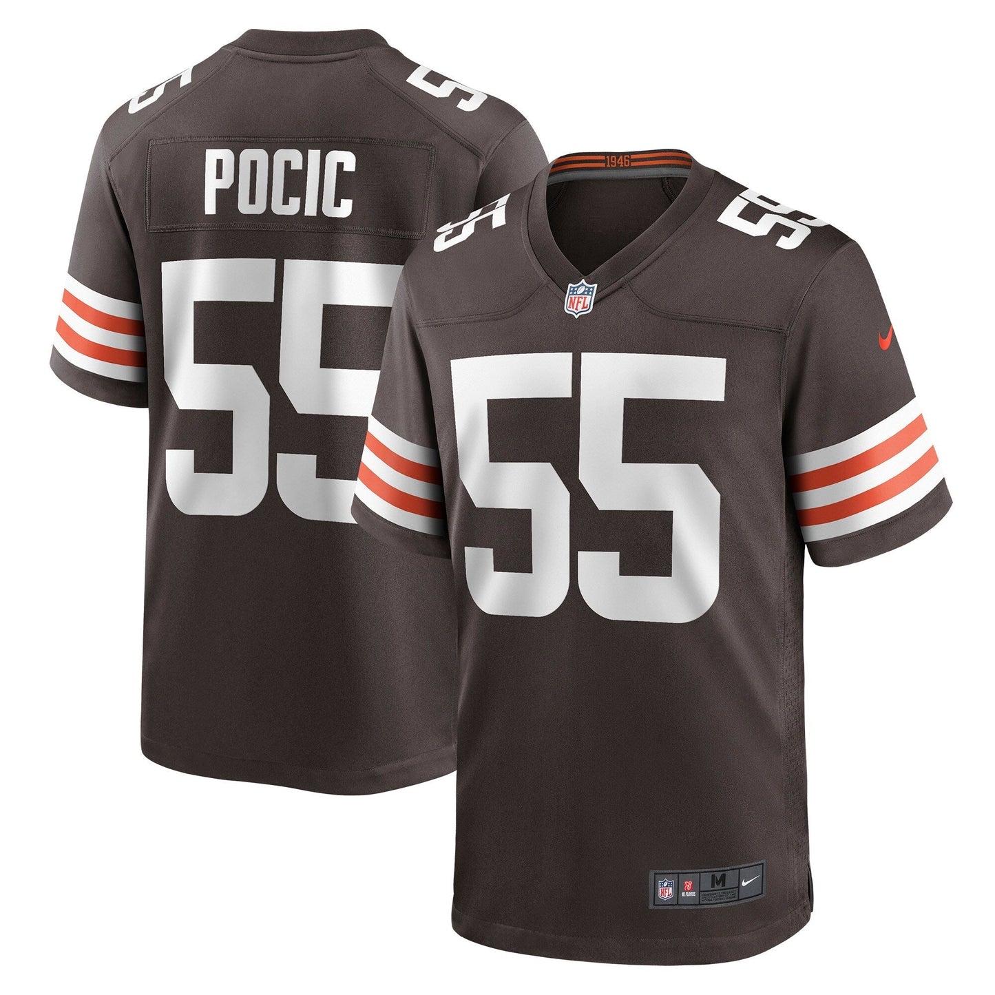 Ethan Pocic Cleveland Browns Game Jersey - Brown football jersey product view 1