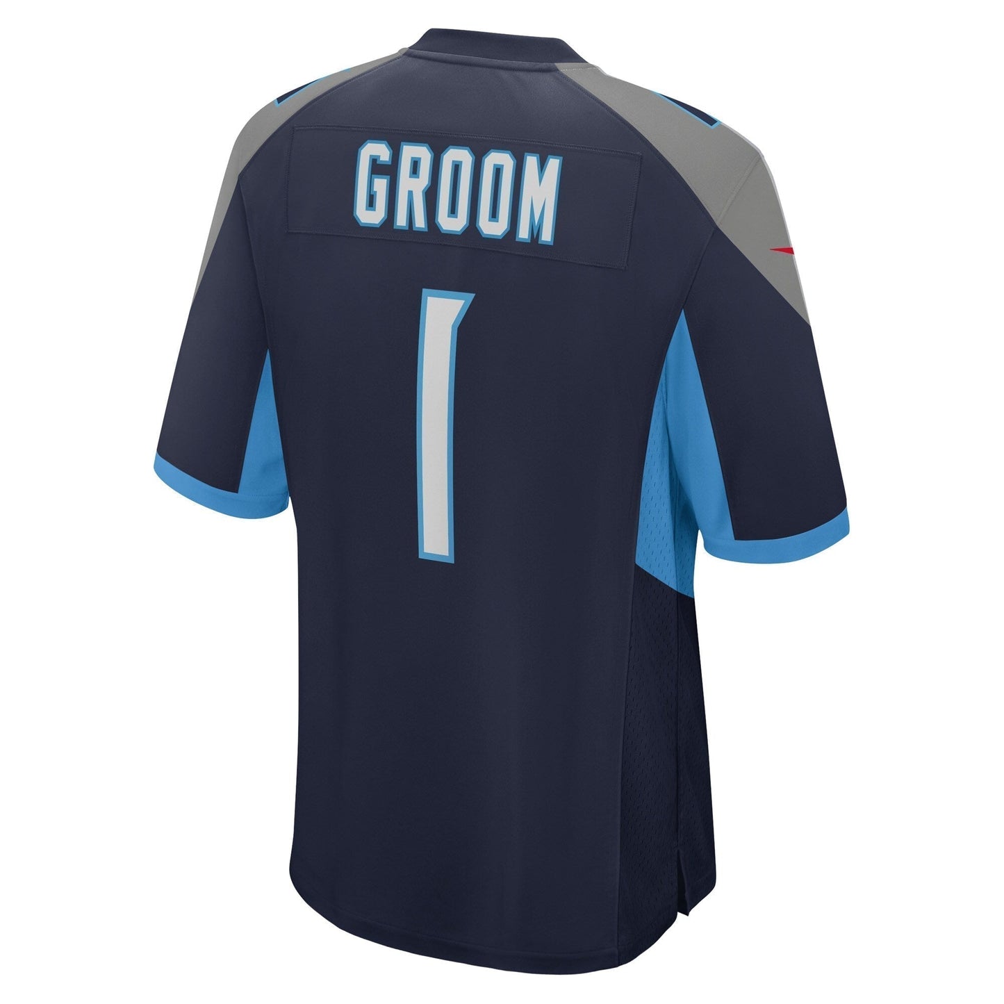 Number 1 Groom Tennessee Titans Game Jersey - Navy football jersey product view 3