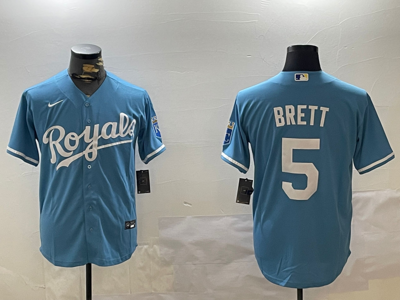 Men's Kansas City Royals George Brett Light Blue Replica Player Jersey baseball jersey product view 1