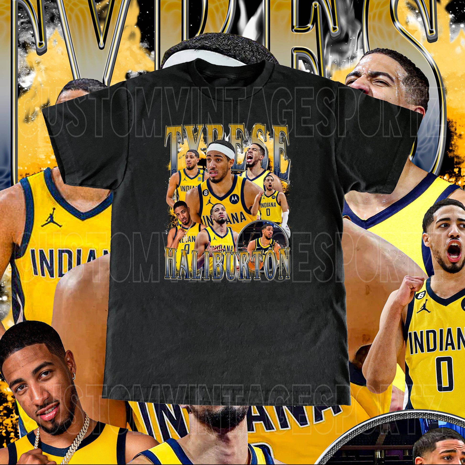 Tyrese Haliburton Vintage Indiana Basketball Fan Tee Unisex T-shirt, Sweatshirt, Hoodie, Long Sleeve Tee - T-Shirt, Sweatshirt, Hoodie