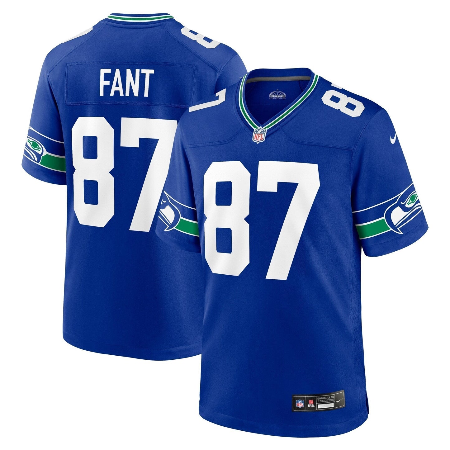 Noah Fant Seattle Seahawks Throwback Game Jersey - Royal football jersey product view 1