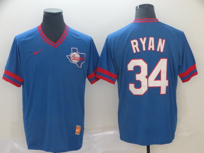 Men's Texas Rangers Nolan Ryan #34 Blue Player Jersey baseball jersey product view 1