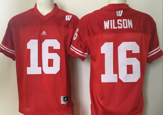 Men's Wisconsin Badgers Russell Wilson Red Player Jersey sports jersey product view 1