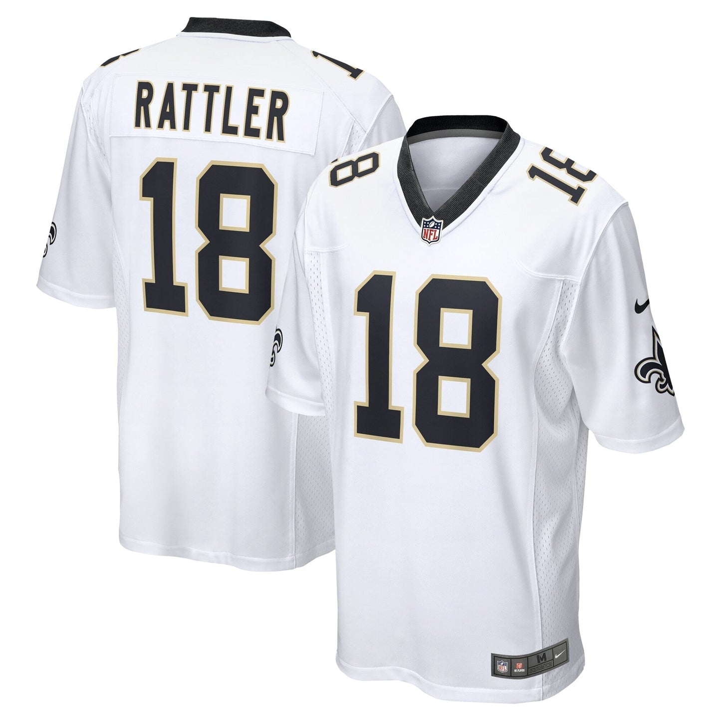 Spencer Rattler New Orleans Saints 2024 NFL Draft Game Jersey - White football jersey product view 1