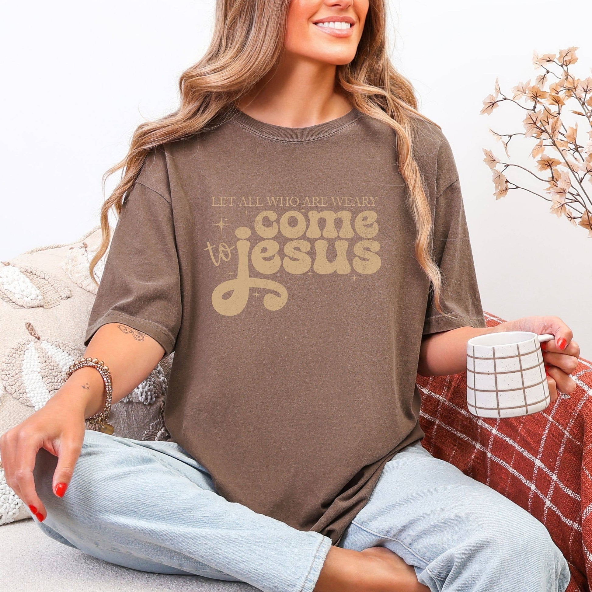 Let All Who Are Weary Come Jesus SummerFloral Graphic Tee Unisex T-shirt, Sweatshirt, Hoodie, Long Sleeve Tee - T-Shirt, Sweatshirt, Hoodie