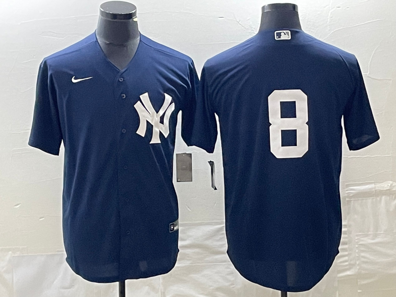 Men's New York Yankees Yogi Berra #8 Navy Replica Player Name Jersey baseball jersey product view 1