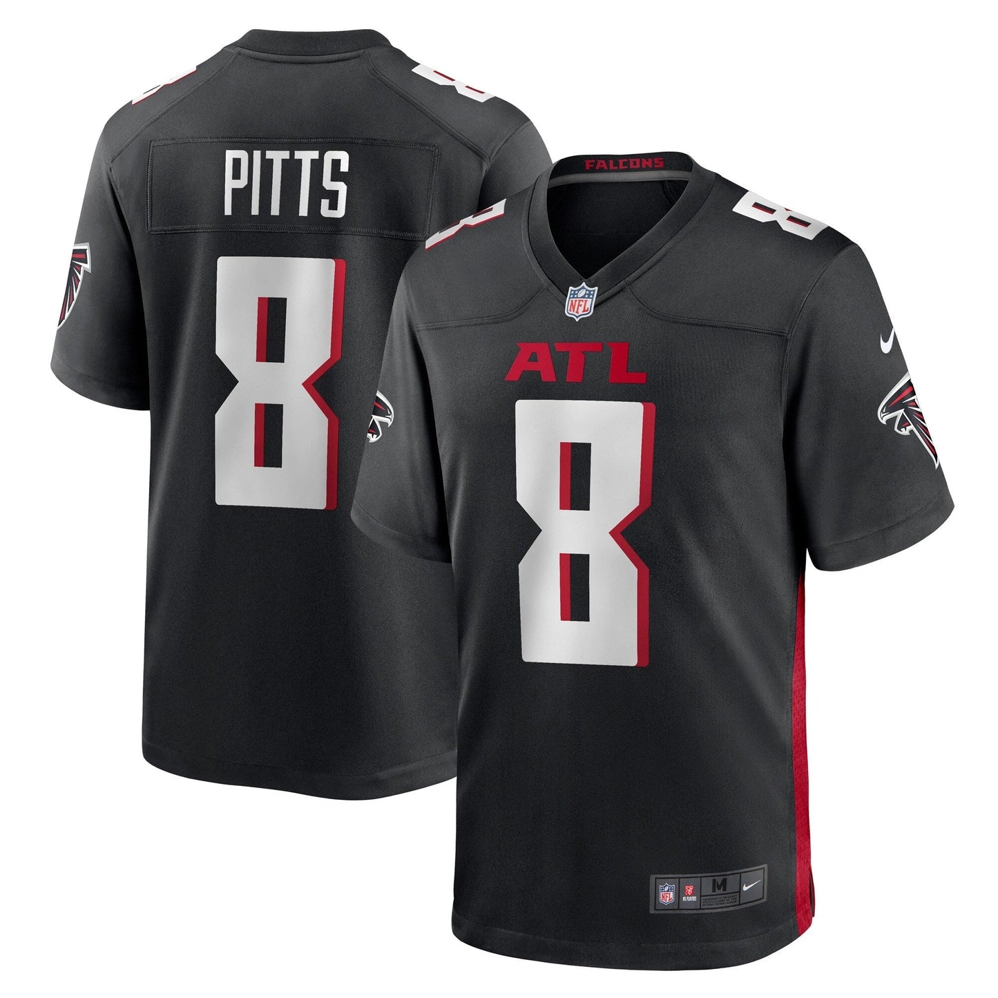 Kyle Pitts Atlanta Falcons Game Jersey - Black football jersey product view 1