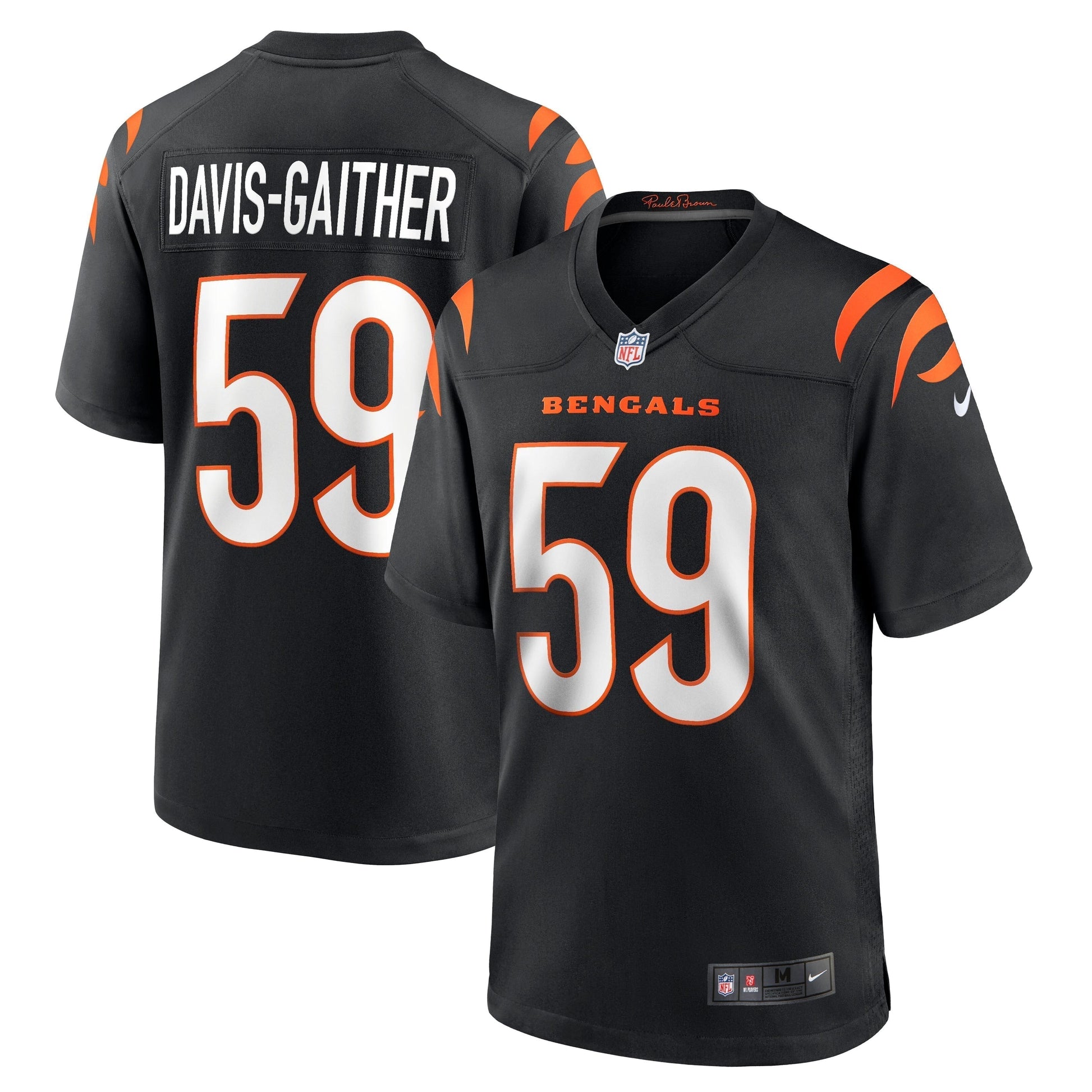 Akeem Davis-Gaither Cincinnati Bengals Game Jersey - Black football jersey product view 1