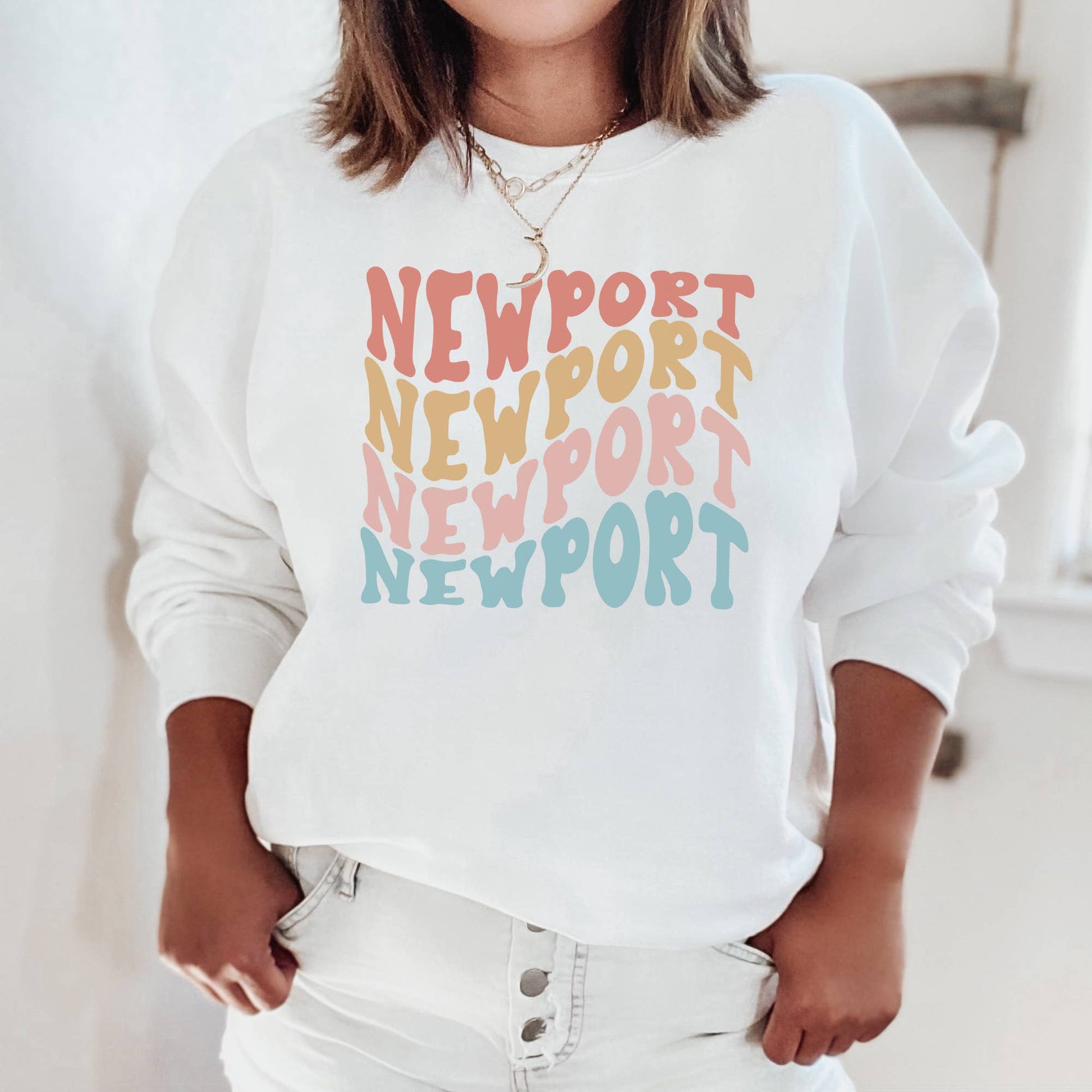 Custom Wavy Location Crewneck Sweatshirt | S-2XL Unisex T-shirt, Sweatshirt, Hoodie, Long Sleeve Tee - T-Shirt, Sweatshirt, Hoodie