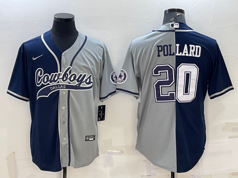Men's Dallas Cowboys Tony Pollard #20 Navy/Gray Game Jersey1 Joint Edition football jersey product view 1