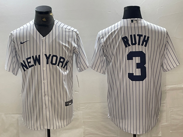 Men's New York Yankees Babe Ruth #3 White Limited Jersey baseball jersey product view 1