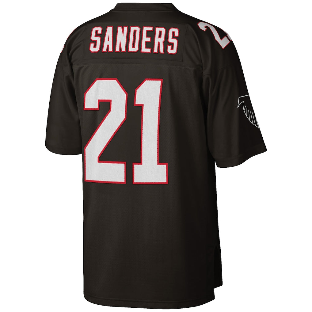 A.Falcons #21 Deion Sanders Black Big & Tall 1992 Retired Player Replica Jersey football jersey product view 1