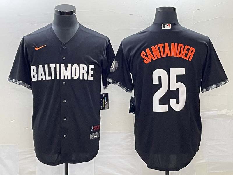 Men's Baltimore Orioles Anthony Santander #25 Black 2023 City Connect Replica Player Jersey baseball jersey product view 1