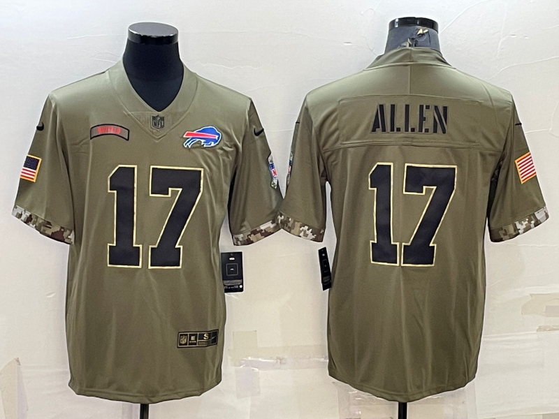 Men's Buffalo Bills Josh Allen #17 Olive 2022 Salute To Service Limited Jersey1 football jersey product view 1