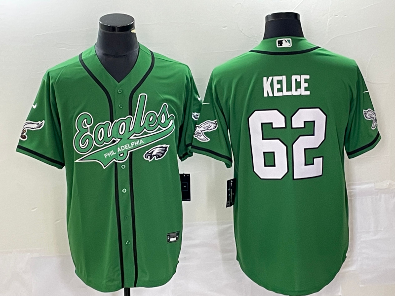 Men's Philadelphia Eagles Jason Kelce Kelly Green Game Jersey Joint Edition football jersey product view 1