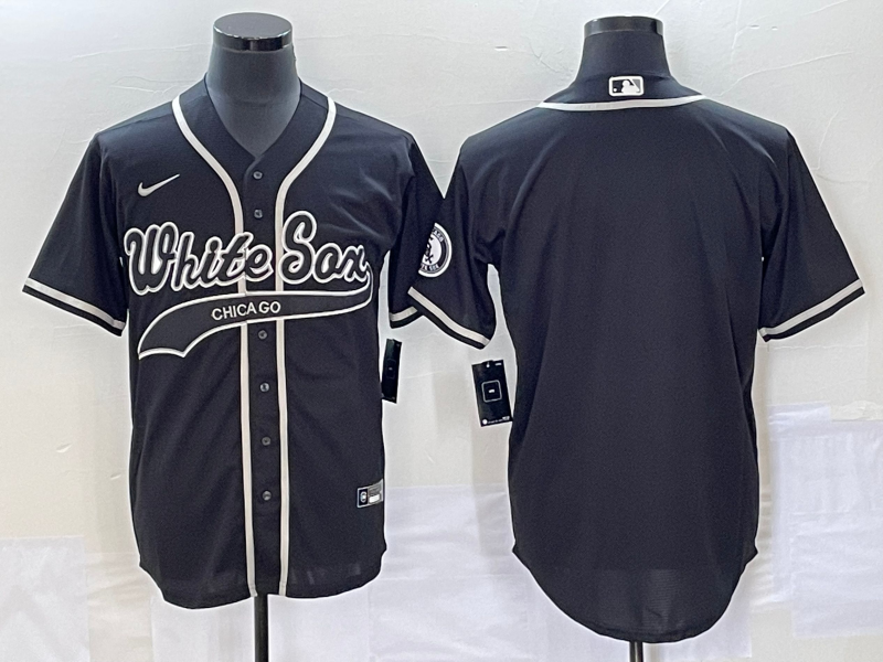 Men's Chicago White Sox Black Replica Blank Jersey Joint Edition baseball jersey product view 1