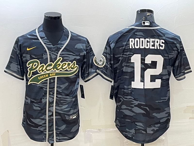 Men's Green Bay Packers Aaron Rodgers #12 Grey camouflage Game Jersey1 Joint Edition football jersey product view 1