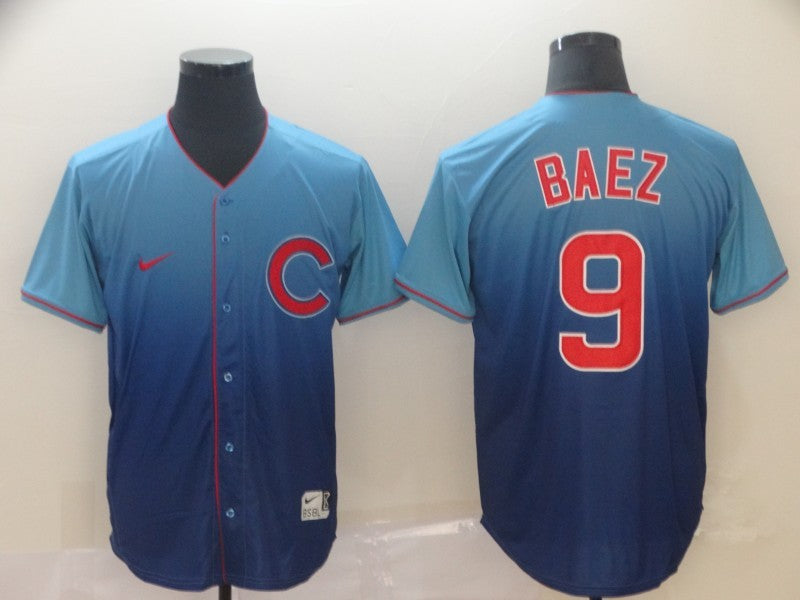 Men's Chicago Cubs Javier Baez Blue Player Jersey baseball jersey product view 1