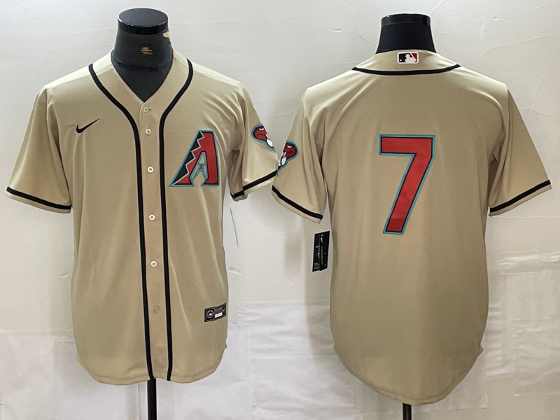 Men's Arizona Diamondbacks Corbin Carroll Cream Replica Player Jersey baseball jersey product view 1