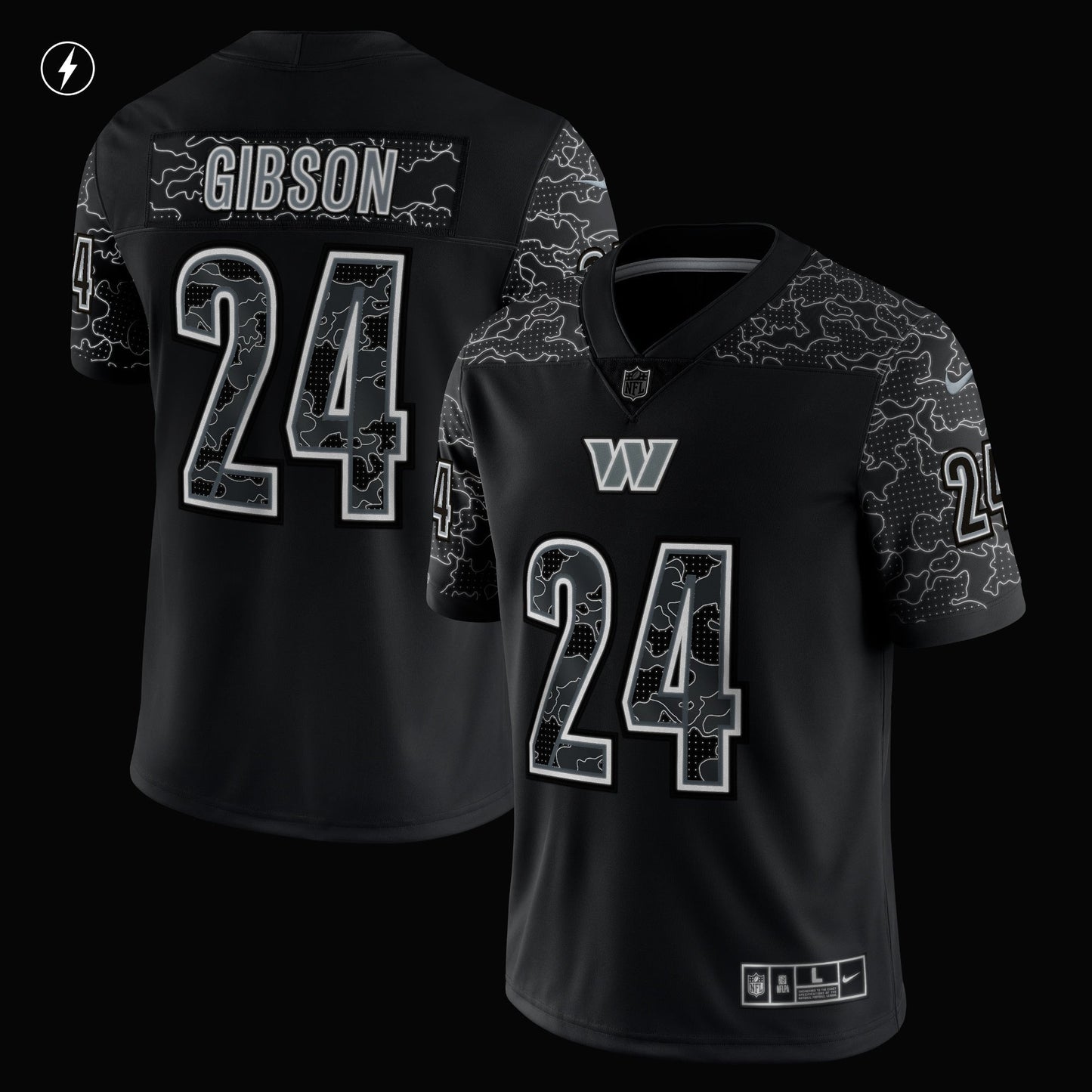 Antonio Gibson Washington Commanders RFLCTV Limited Jersey - Black football jersey product view 2