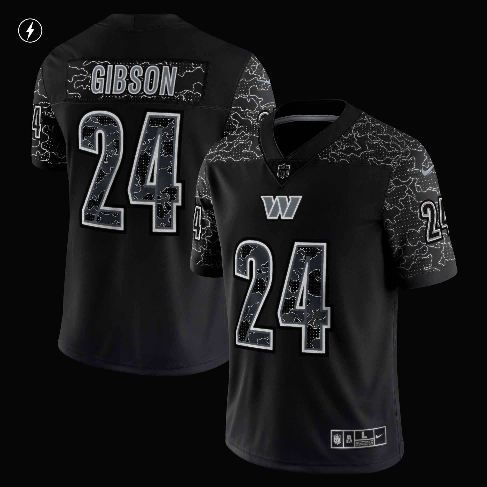 Antonio Gibson Washington Commanders RFLCTV Limited Jersey - Black football jersey product view 2